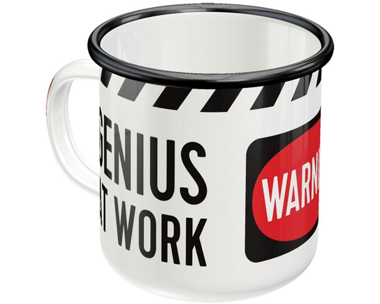 Tasse, Emaille-Becher Nostalgic Art, d8 cm x 8 cm, 360 ml -Genius At Work- Vintage Retro Kaffeetasse