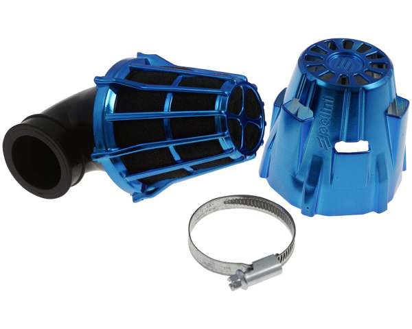 Luftfilter POLINI Air Box 90Grad Chrom blau