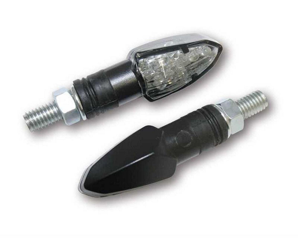 Blinker Paar LED Motorrad LIZZARD, schwarz, getöntes Glas, M8, 33x20x22 mm