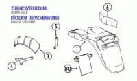  RS450 QM50QT-6 A Qingqi 4T AC Schutzblech hinten für Rex RS450, RS500, QM50QT-6A / 6AA