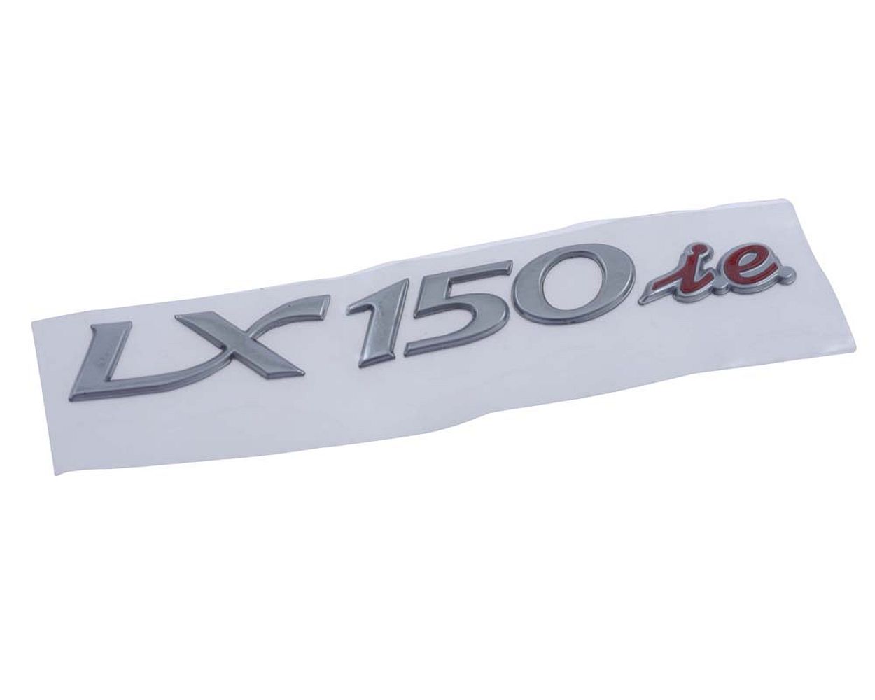 Schriftzug Aufkleber Sticker für Seitenhaube LX 150 i. e. chrom/rot 130x20 mm