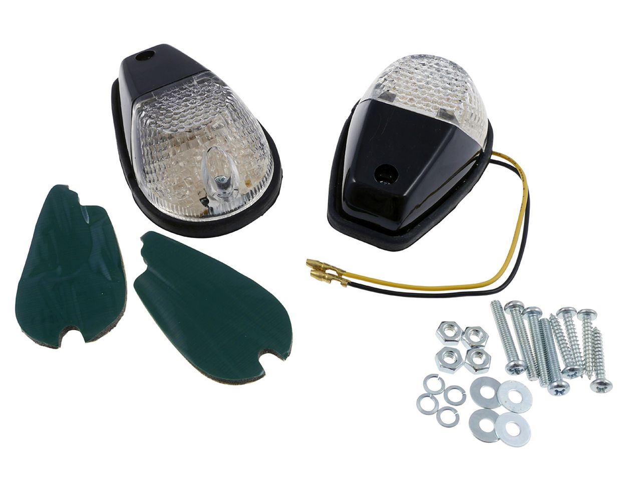 Verkleidungsblinker Paar LED Motorrad, schwarz, Glas transparent