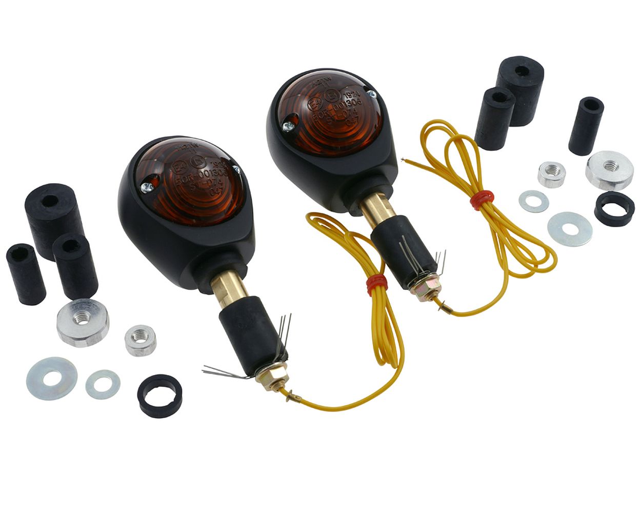 Lenkerendenblinker Paar SHIN YO Ochsenauge, matt schwarz, getöntes Glas, Motorrad, Roller, Quad