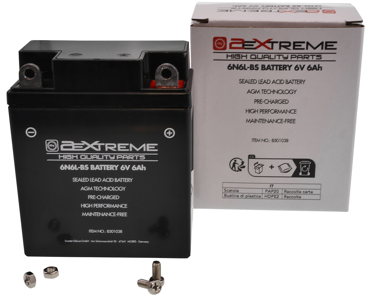 Batterie 2EXTREME 6N6L-BS 6 V, 6 Ah AGM 97x55x115 mm