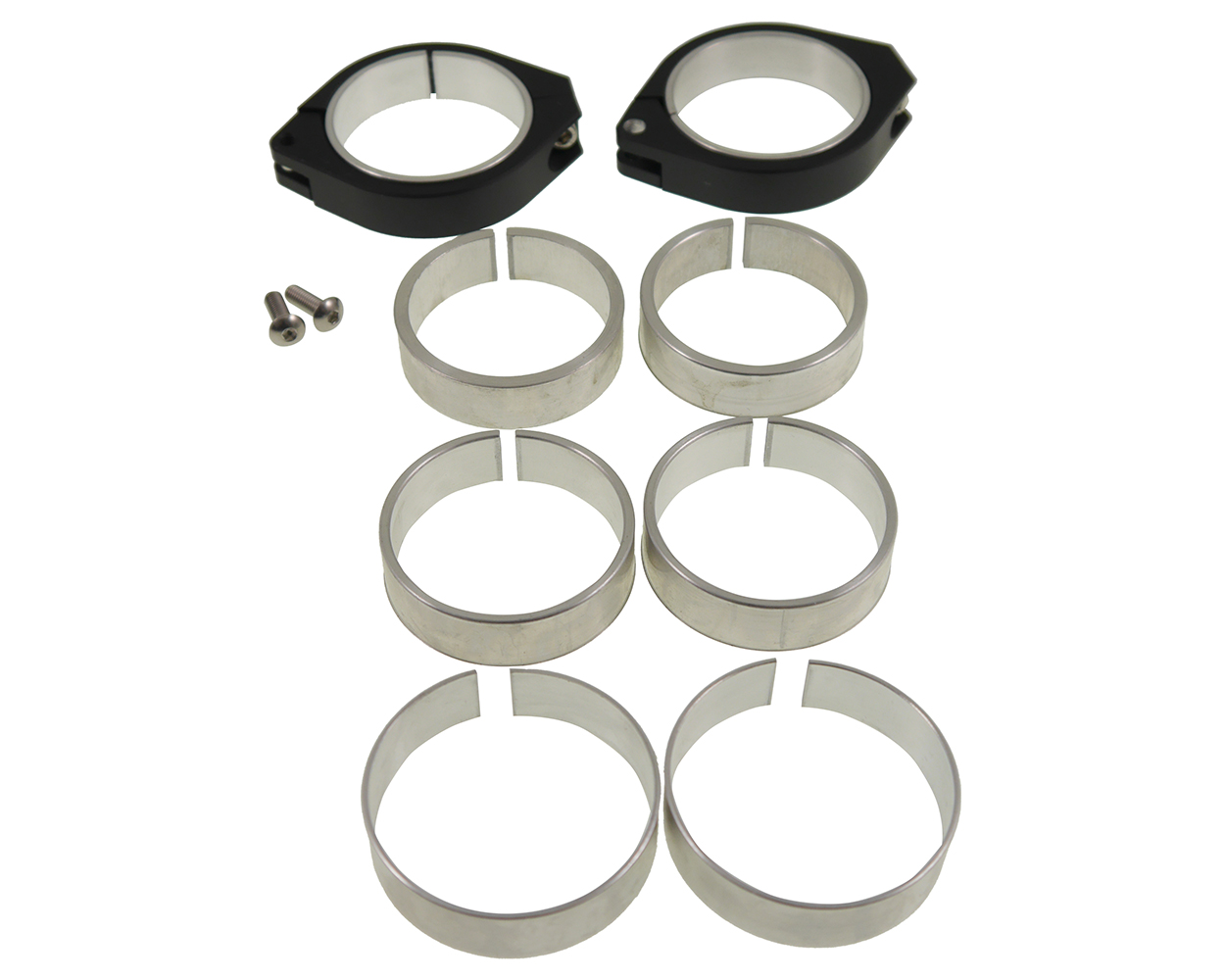Standrohrschellen Gabel Motorrad HIGHSIDER CNC Alu, 50+52+54 mm, schwarz, Paar
