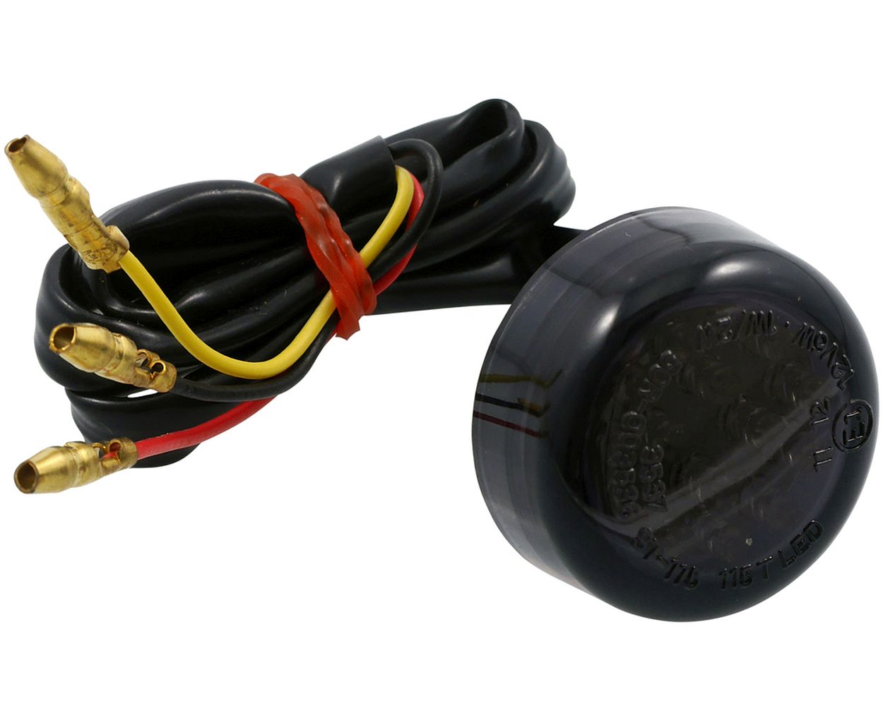 Rücklicht LED Motorrad MICRO DISC, getöntes Glas, rund, D. 30, 5 mm, M6 Bolzen