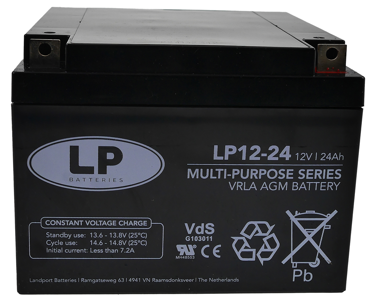 Batterie LANDPORT NSA LP12-24 T3 VDS 12 V 24 Ah 166x175x125 mm Standby Akku Rollladen Antrieb, Rollo, USV, Elektroroller, Sicherheitssysteme