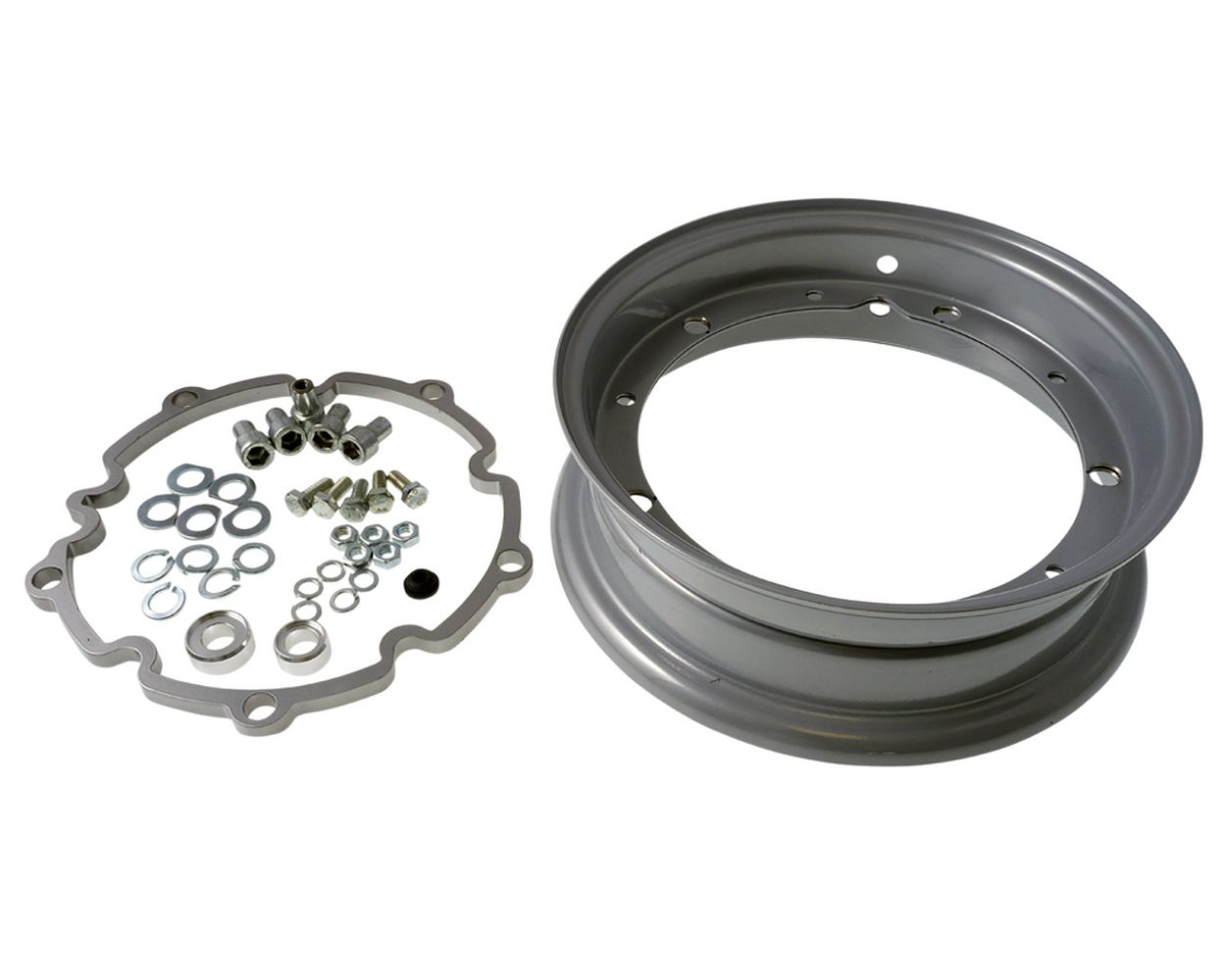 Breitreifen SIP Ringkit 2K für 110 80-10 bis 130 70-10 Reifen, mit Felge, hinten, grau