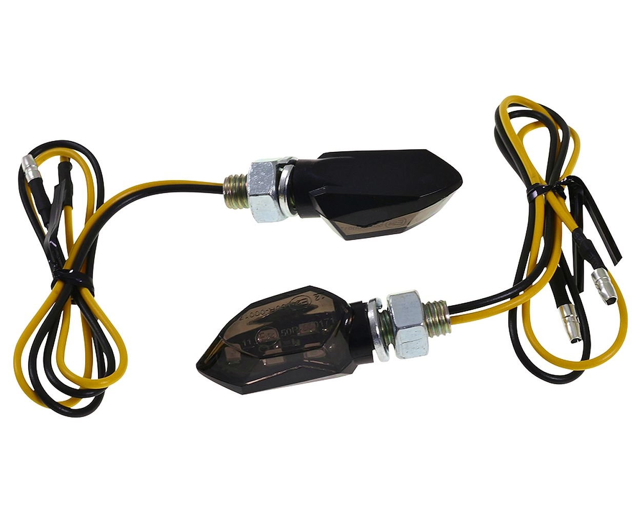 Blinker Set 4Stück 2EXTREME Mini LED 12 V schwarz getönt Smoke Glas mit ABE Universal, Motorrad, Roller, Quad, Mofa, Moped
