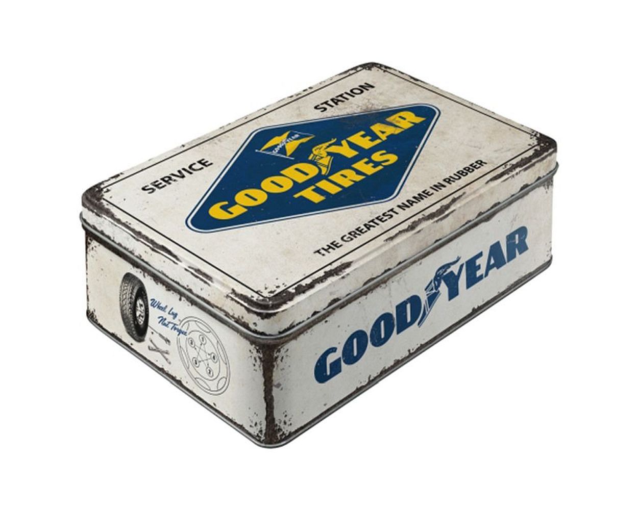 Vorratsdose, flach NOSTALGIC ART Goodyear Logo White 23x16x7 cm 2.5l