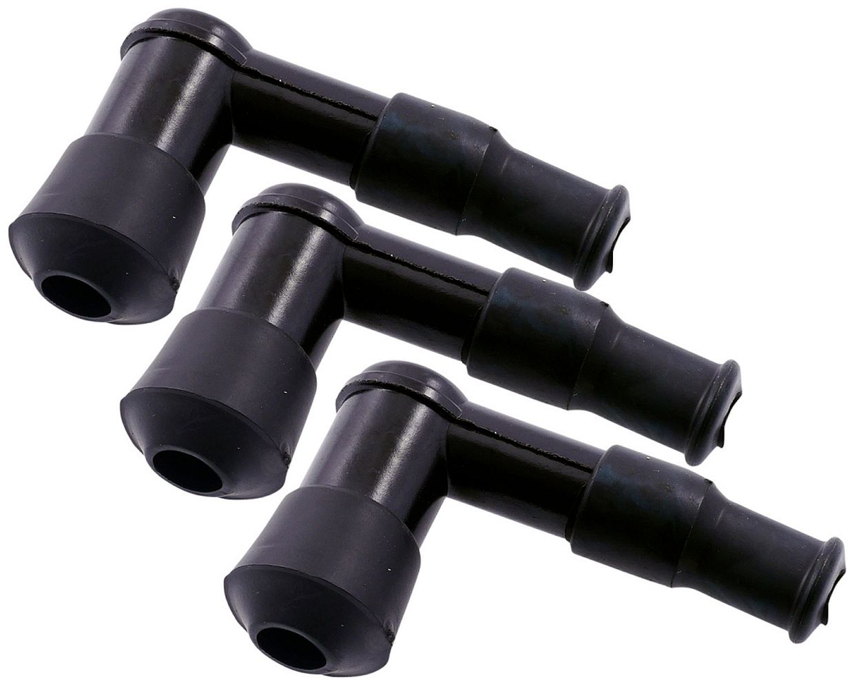 Zündkerzenstecker Set 90 Grad schwarz lang 3 Stück Kit, Satz, kompatibel für Aprilia, Piaggio, Gilera, Peugeot, Kymco, Roller Motorrad, Quad, ATV, uni