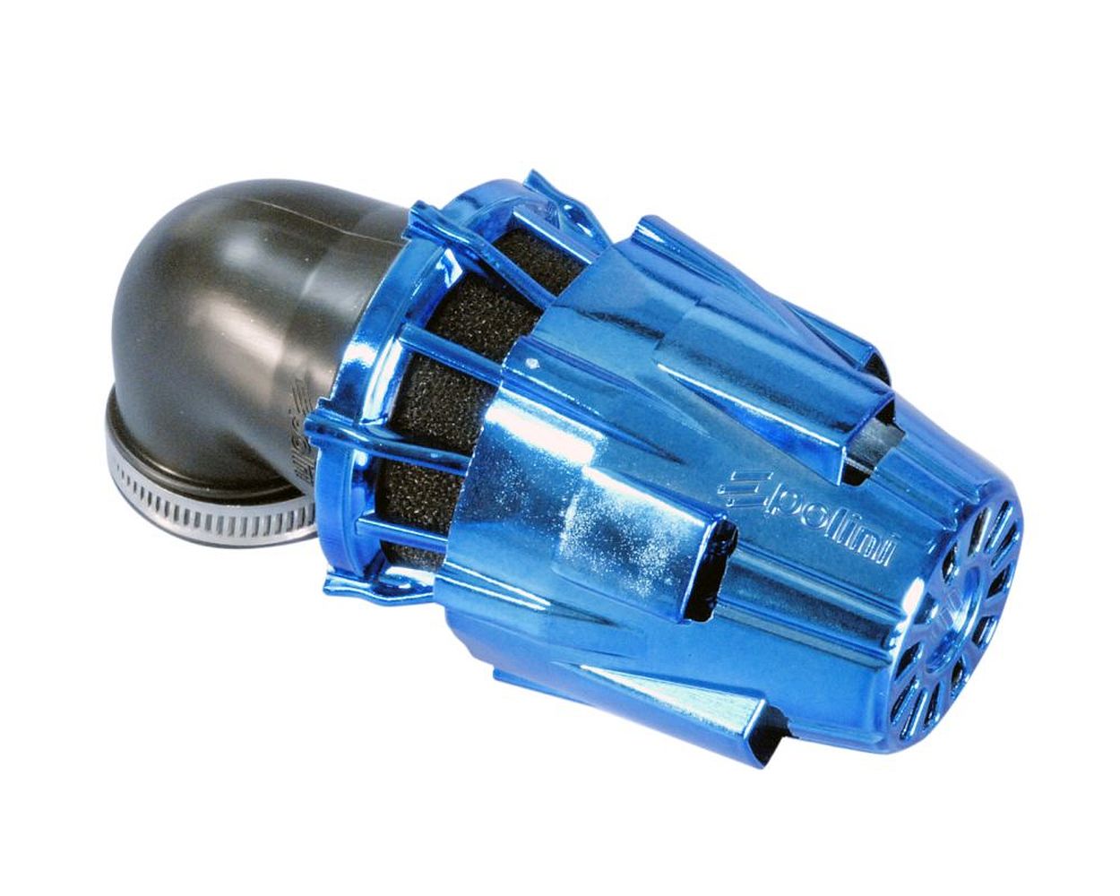 Luftfilter POLINI Air Box 90Grad Chrom blau 32 mm