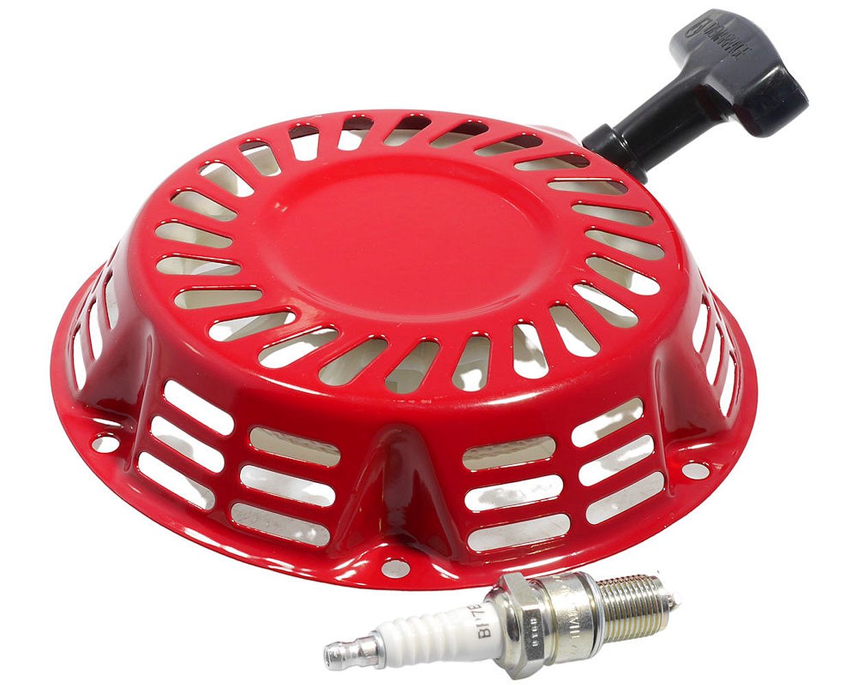 Seilzugstarter Set mit Zündkerze BP7ES Langgewinde kompatibel für Honda GX120, GX160, GX200, 160F, 168F-1, 168F/B