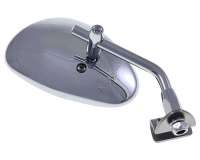 Spiegel FAR oval Chrom rechts mit Klemmbefestigung kompatibel für Piaggio / Vespa Classic Smallframe Largeframe Universal