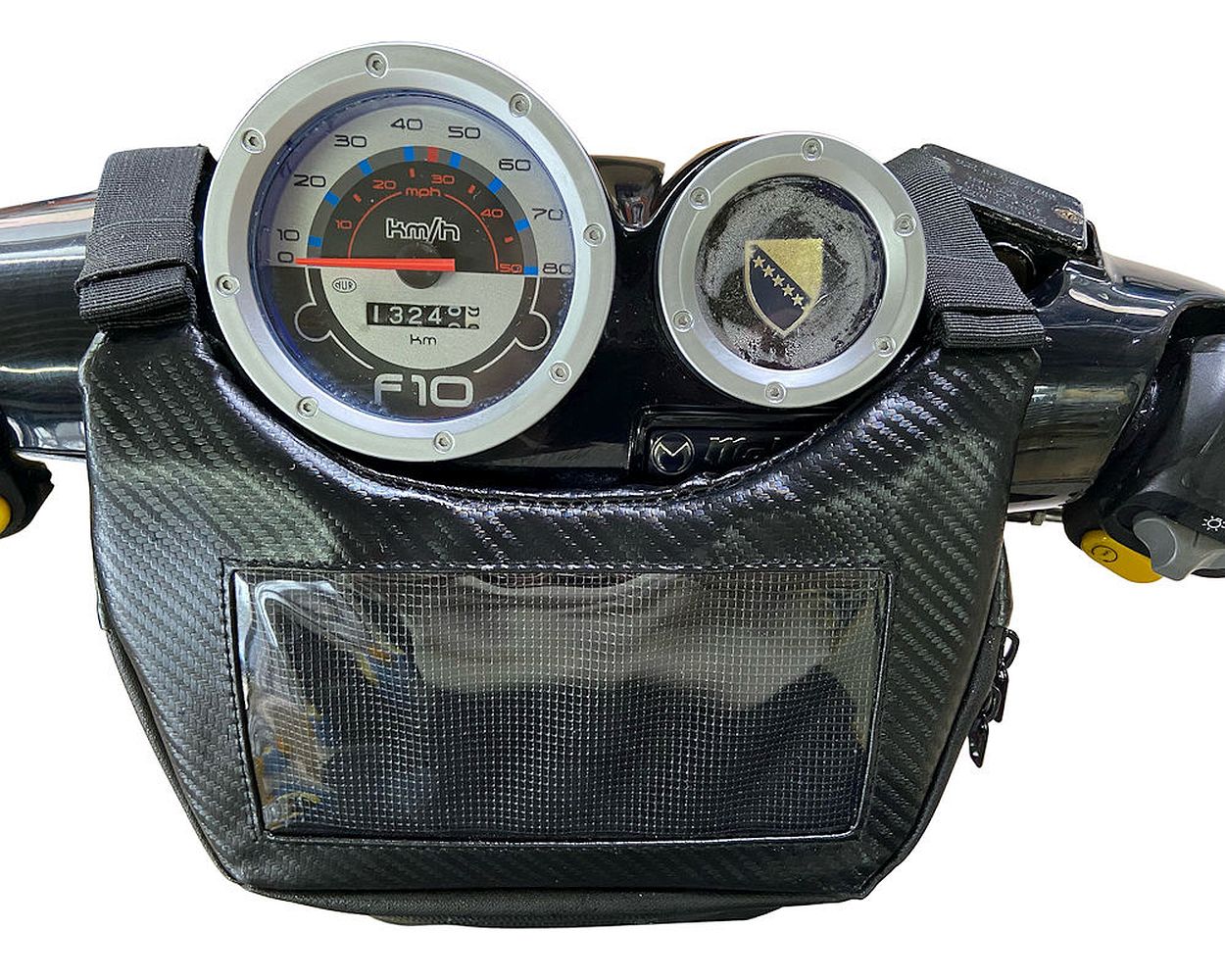 Rollertasche Carbon-Look mit Handy / Navihalter universell 2-Rad