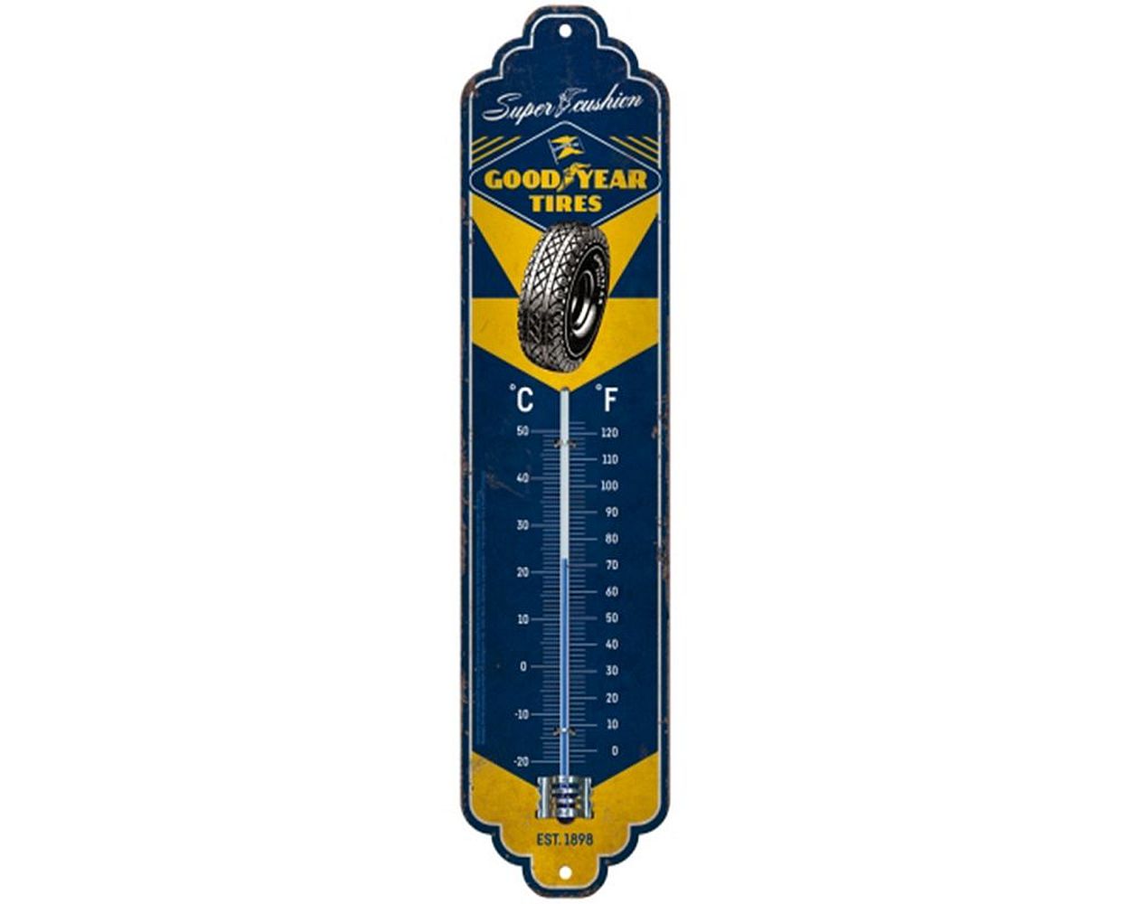 Thermometer Nostalgic Art, 65x280 mm -Goodyear Super Cushion- Vintage Retro Temperaturanzeige