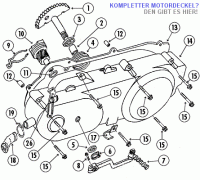  Imola 50 4T AC Motordeckel und Kickstarter 12Zoll GY6 China 4 Takt