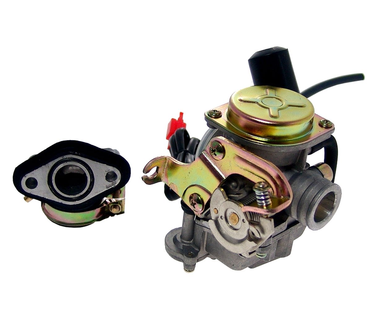 Vergaser Set + E-Choke + Ansaugstutzen Set, Kit, Satz für Rex, Baotian, Benzhou, Beeline, Explorer, ATU, Flex-Tech, Kymco, GY6, 4-Takt 50ccm