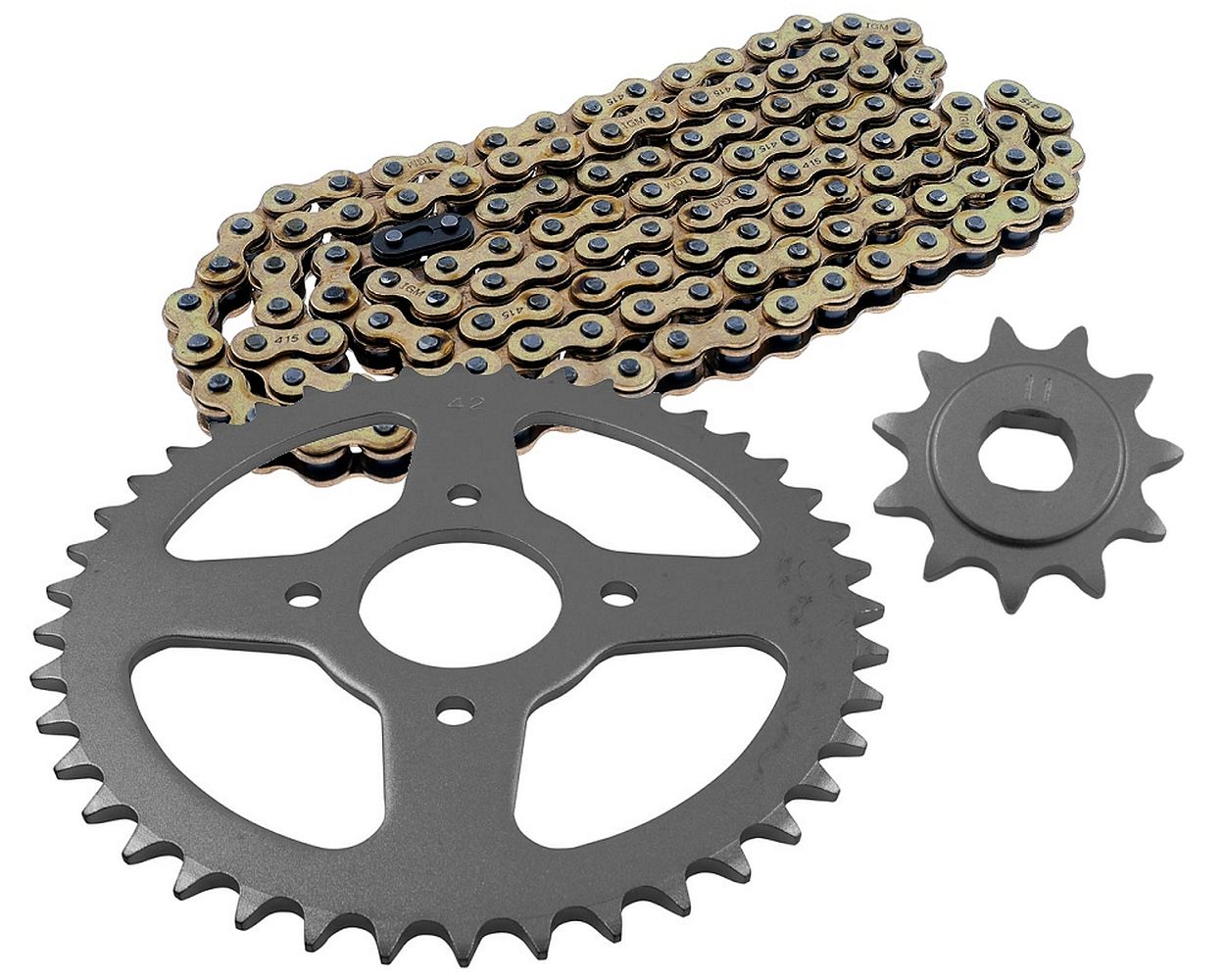 Kettensatz Tuning 42er Kettenrad und 11er Ritzel und Kette Set Kit ür Hercules Prima Mofa Moped Mokick Kettenkit