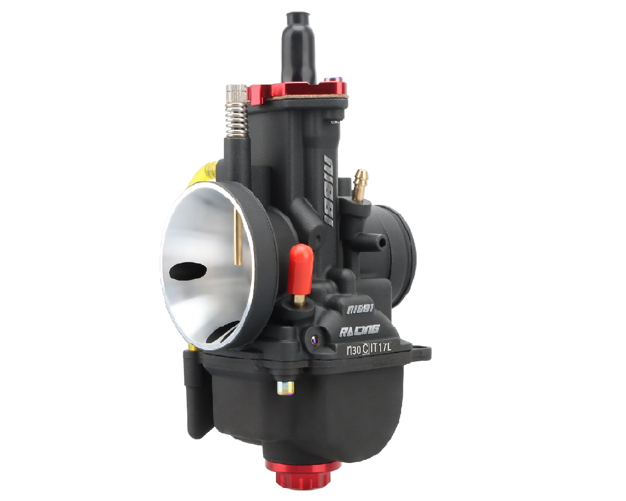 Vergaser NIBBI RACING PWK 30 mm YJ Pro Black Line mit Powerjet für Roller, Maxiroller 2-Takt, Schaltmoped, Mofa, Quad