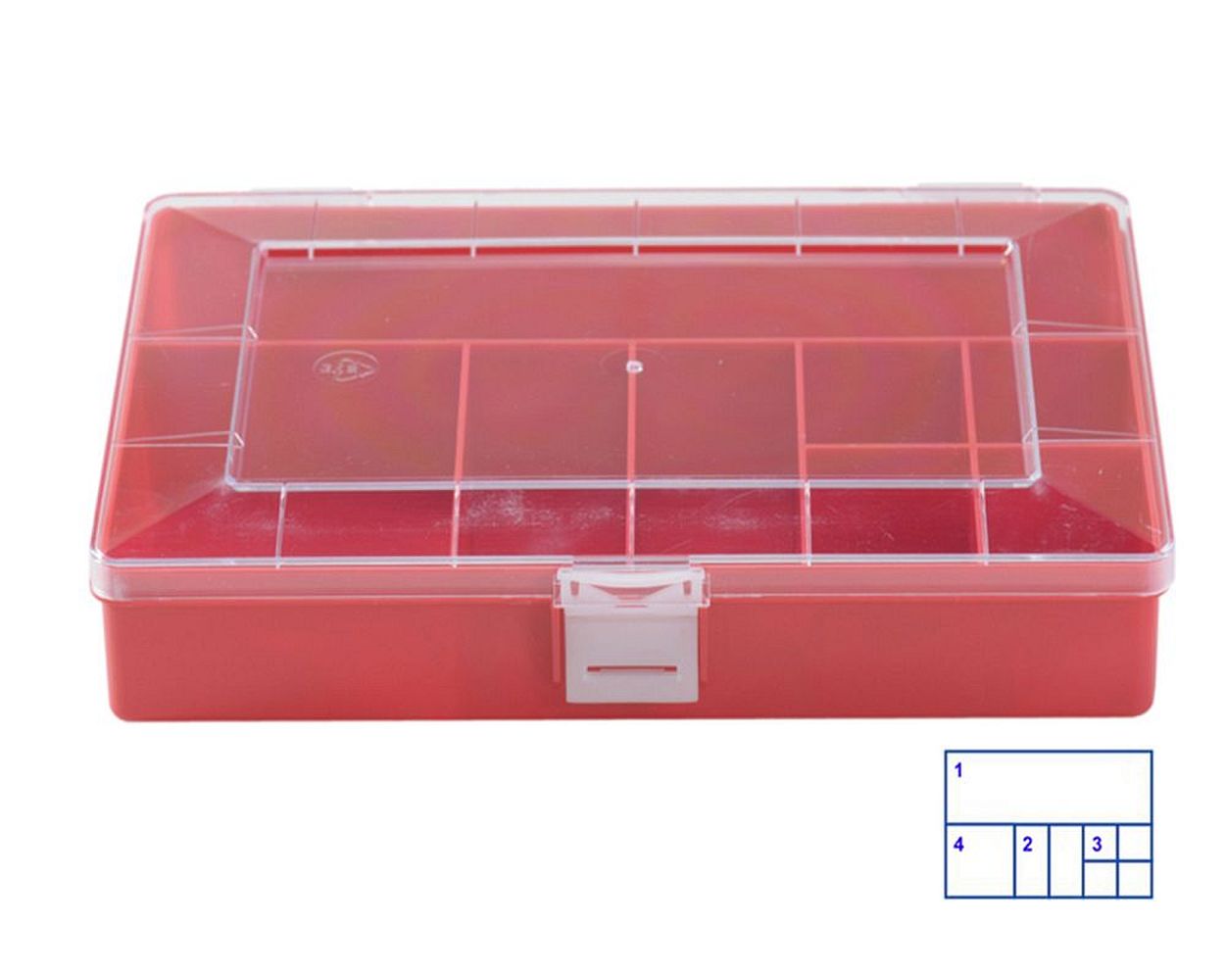 Sortierkasten HÜNERSDORFF Compact 170x250x46 mm, rot, 8 Fächer