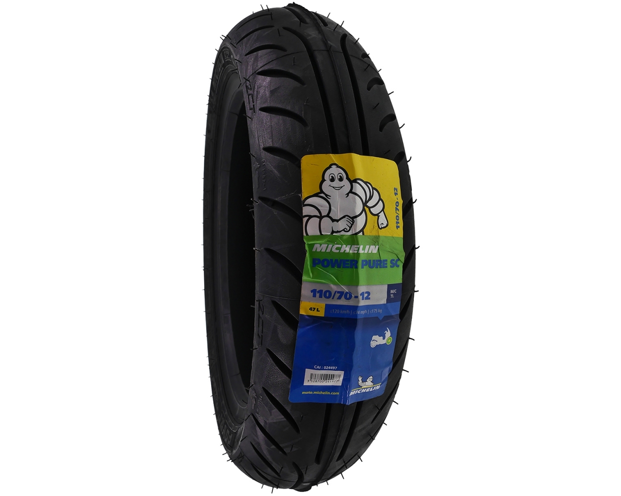 Reifen MICHELIN Power Pure 110-70x12 47L TL, schlauchlos (Tubeless) für Roller, Moped