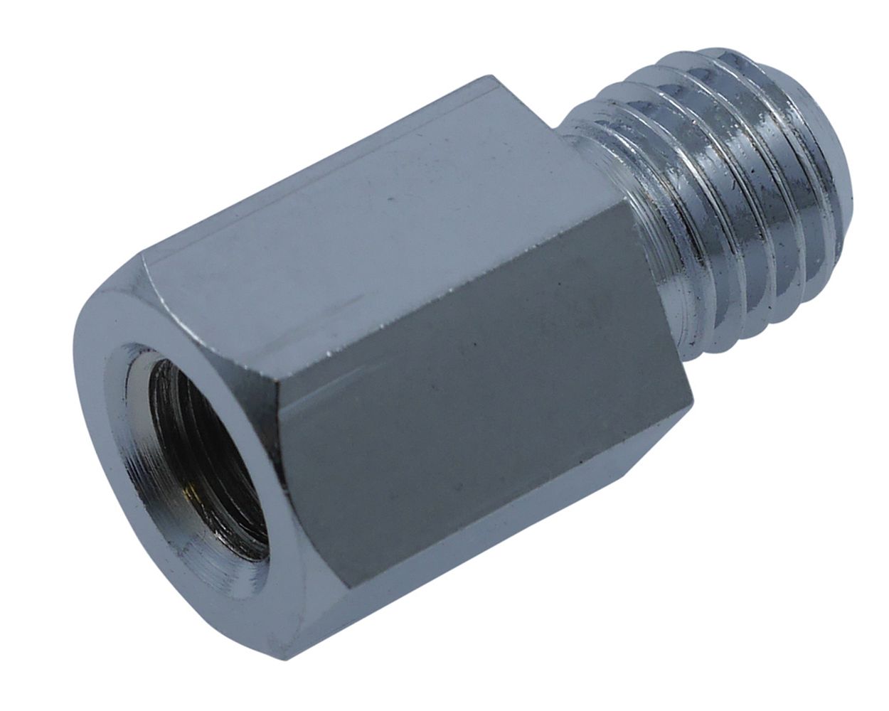 Spiegeladapter chrom von Loch M8 Rechts auf Bolzen M10 Rechts, Adapter Spiegel