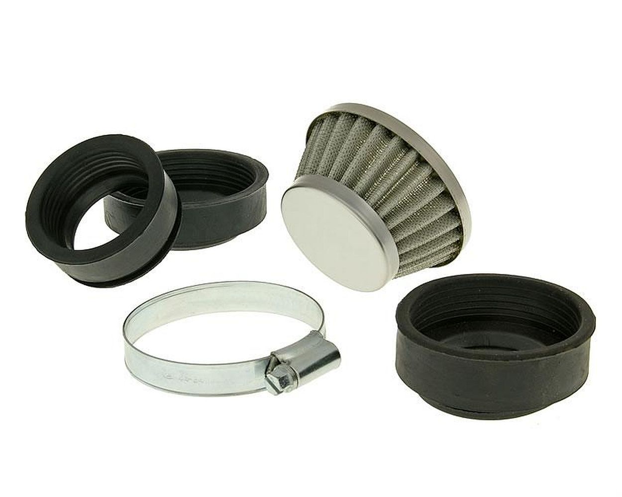Sportluftfilter Shorty 44-54 mm Anschluss chrom WACHMANN Schaltmoped, Quad, Kart