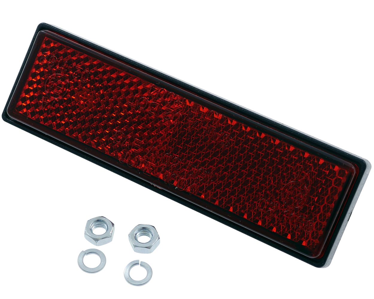 Reflektor 90, 5x24, 5 mm rot rechteckig mit 2 x M4 Gewindebolzen, Motorrad