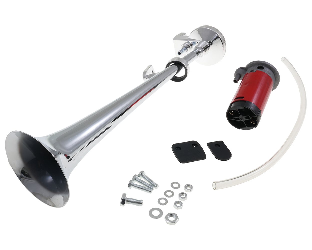 Fanfare Hupe Druckluft Horn Nebelhorn Chrom mit Kompressor 150 dB universal, Auto, Motorrad
