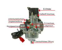 Vergaser 2EXTREME 16mm Ersatz Minarelli China 2-Takt inkl. E-Choke CPI  Aragon, Explorer Spin, Kallio, Generic XOR 2, Keeway RY8