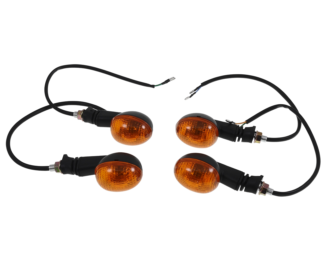 Blinker Set Mini 4 Stück, oval, schwarz, M10 Befestigung, 10 Watt, Universal