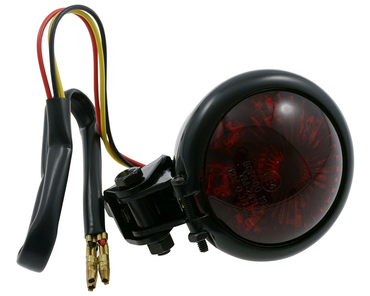 Rücklicht LED BATES STYLE, Motorrad, schwarz, Metall, rotes Glas, verstellbar