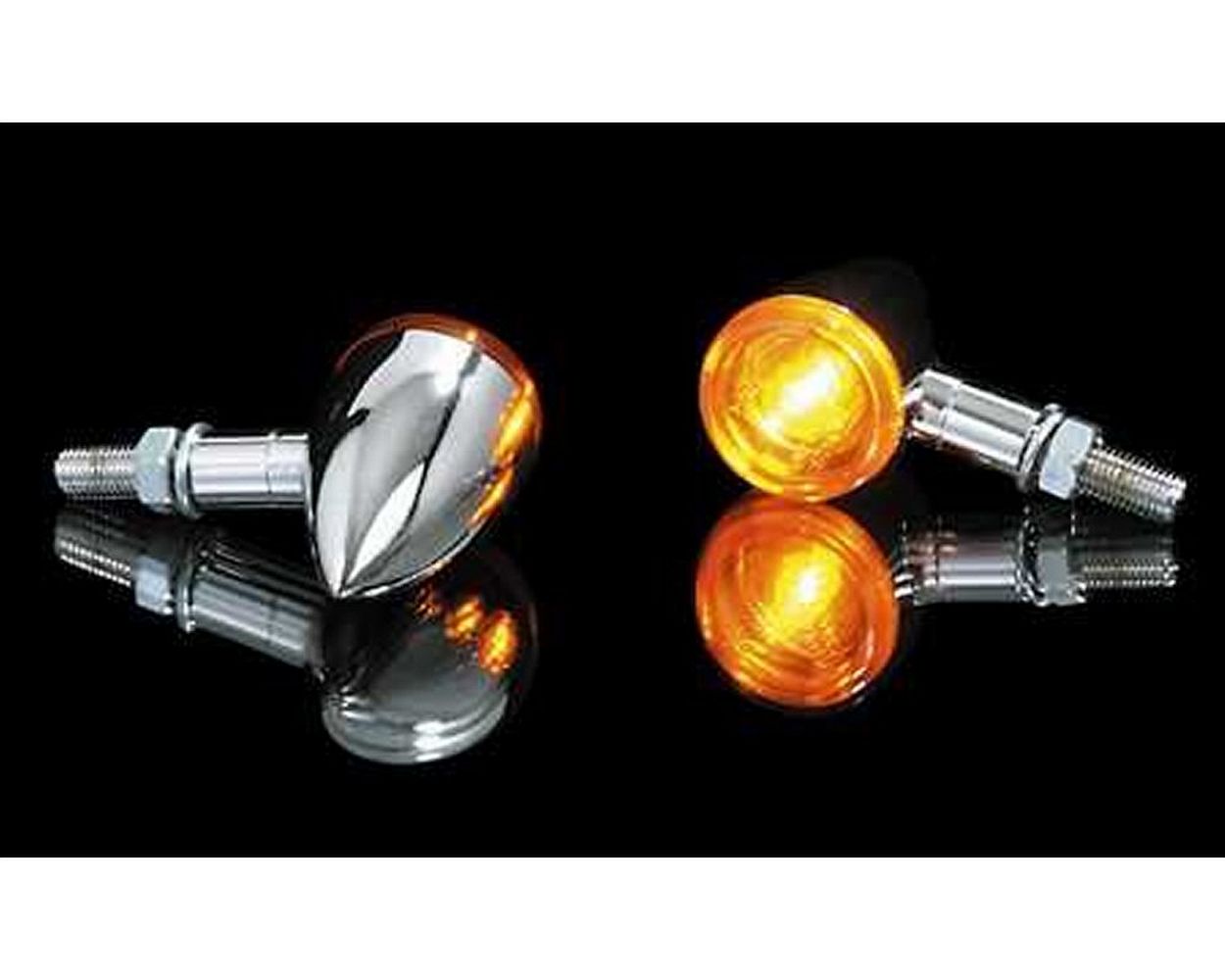 Blinker Paar Mini-Bullet-Light, Aluminium, d-35 mm, verchromt, Motorrad, Roller