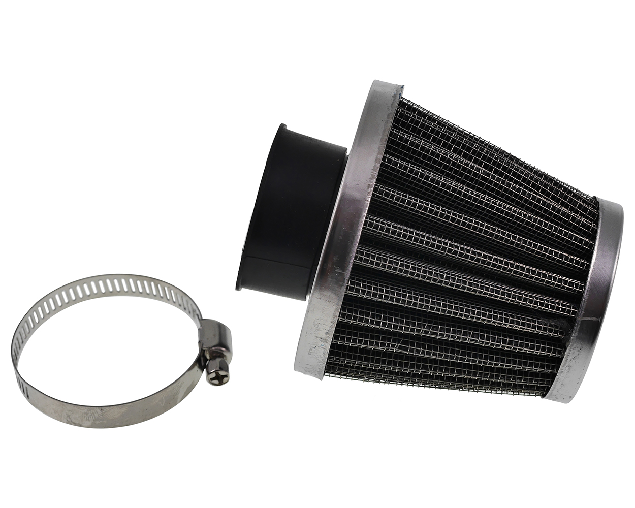 Luftfilter Powerfilter AW 35 mm Chrom Universal kompatibel für Roller, Motorrad, Moped, Quad, Mofa Sportluftfilter