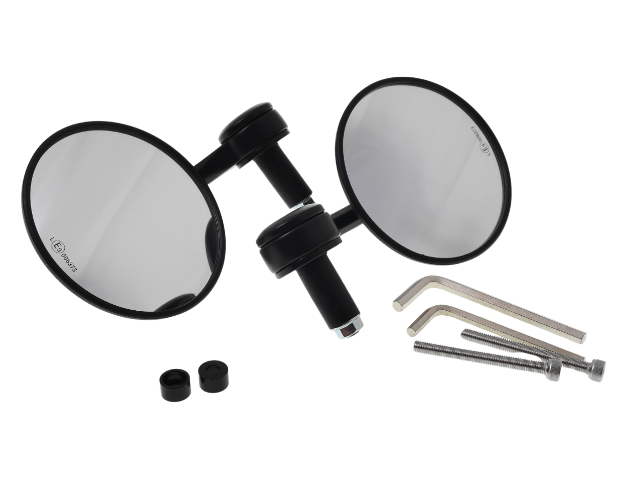 Lenkerendenspiegel Set VANEZ Rund ABS mit E-Nummer, 360 Grad drehbar