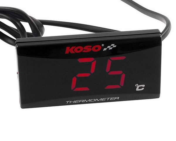 Temperaturanzeige KOSO SUPER SLIM digital, rot, Öl-, Wasser