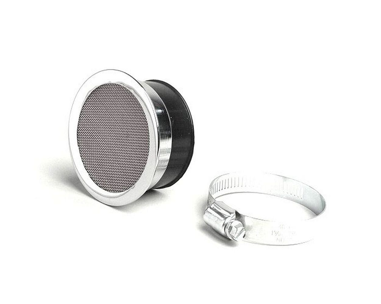 Luftfilter Superflach Chrom D=75 mm, H=18 mm, AW 50 mm Universal Roller, Moped Mofa