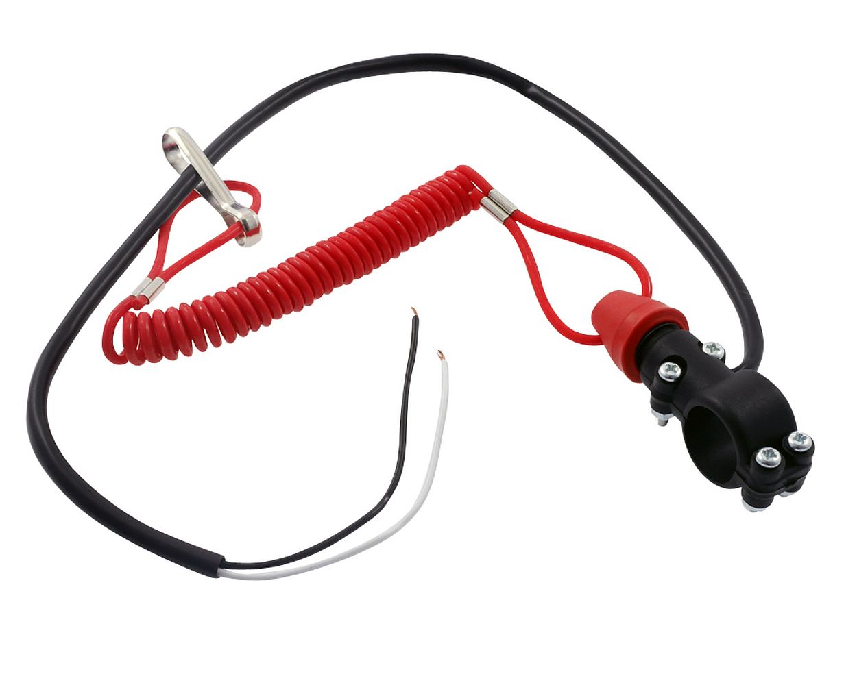 Zündunterbrecher Killswitch Racing rot (Öffner) mit Lenkerklemme Notaus, Reißleine universal Roller, Motorrad, Quad, Enduro, Jetski