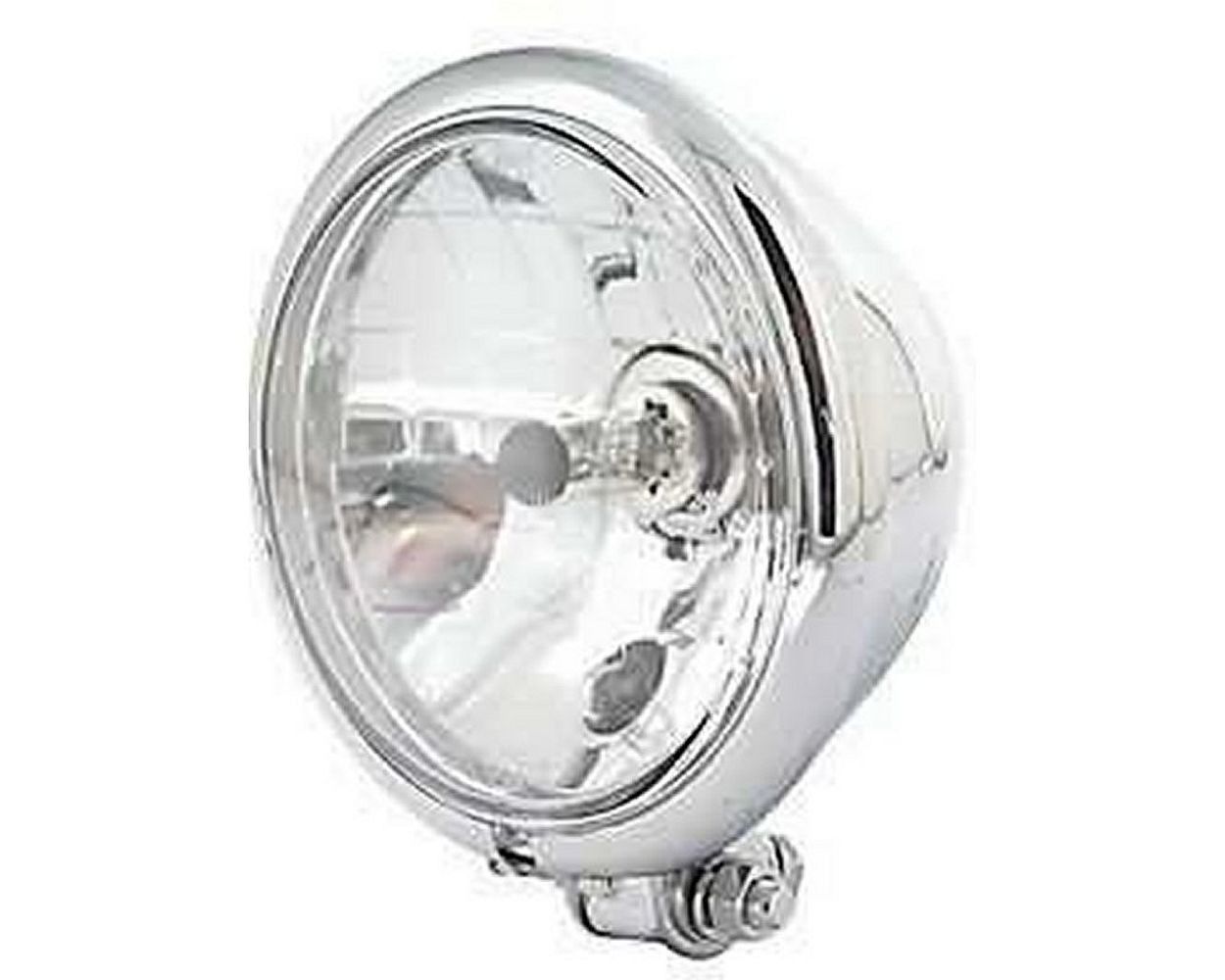 Scheinwerfer Beat Style Chrom klar 5 3/4 H4 60/55 W, Motorrad, Befestigung seite