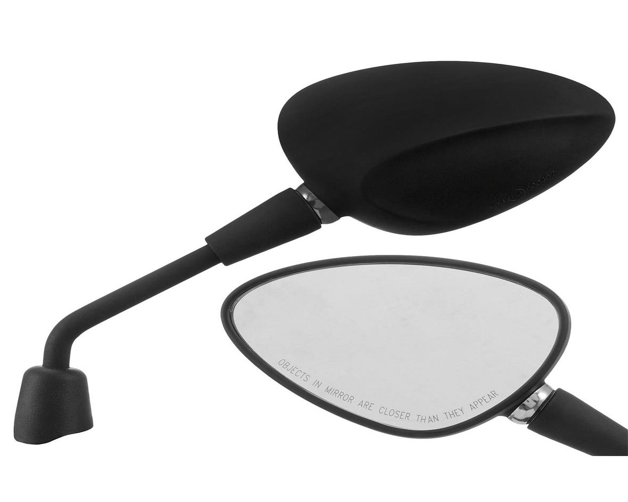 Spiegel SIP Shorty, rechts undlinks, Nierenform, schwarz mat