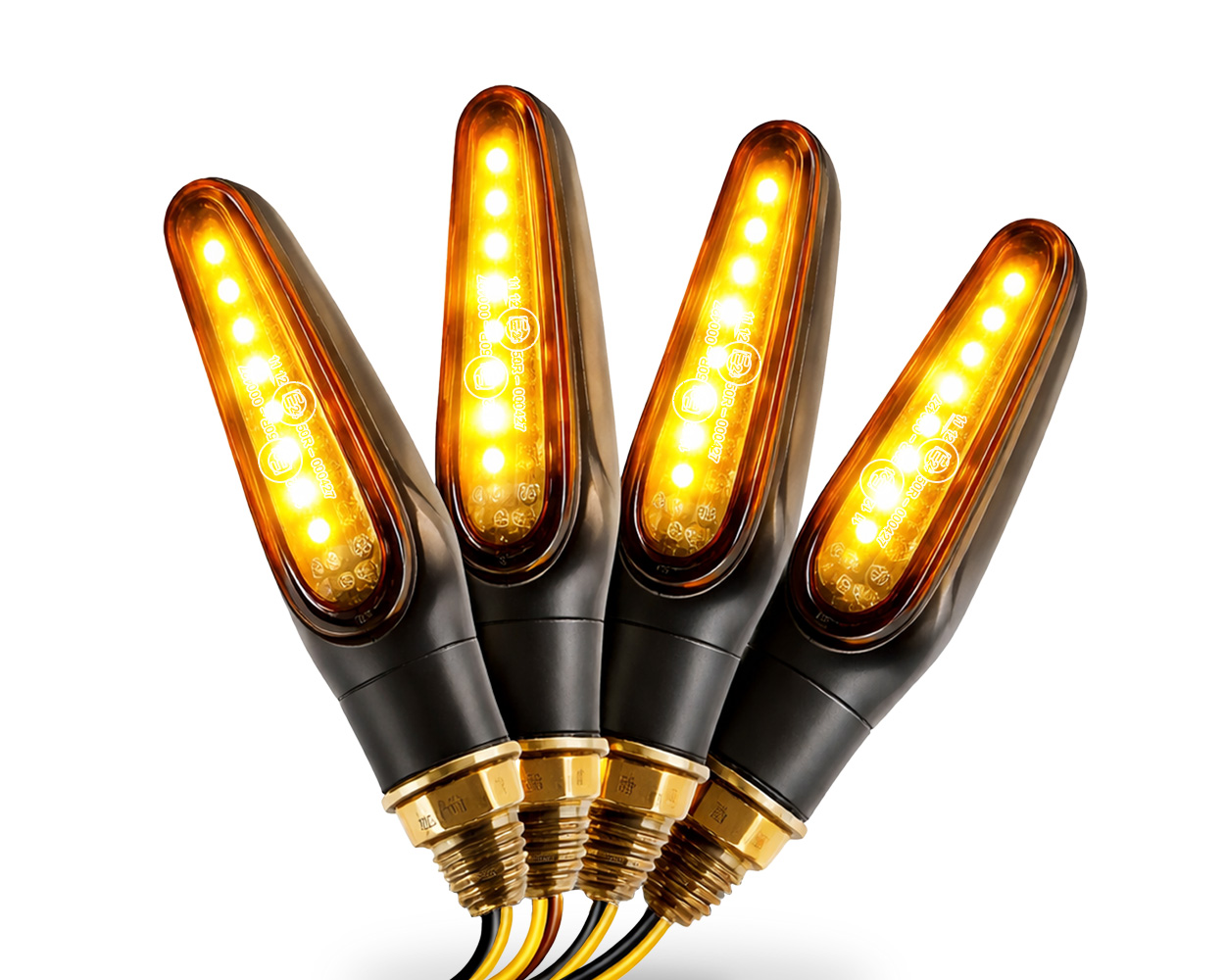 4x LED Blinker Laufeffekt 12 V universal, Lauflicht Sequentiell schwarz Motorrad, Roller, Quad, Moped, Mofa Set Kit Satz