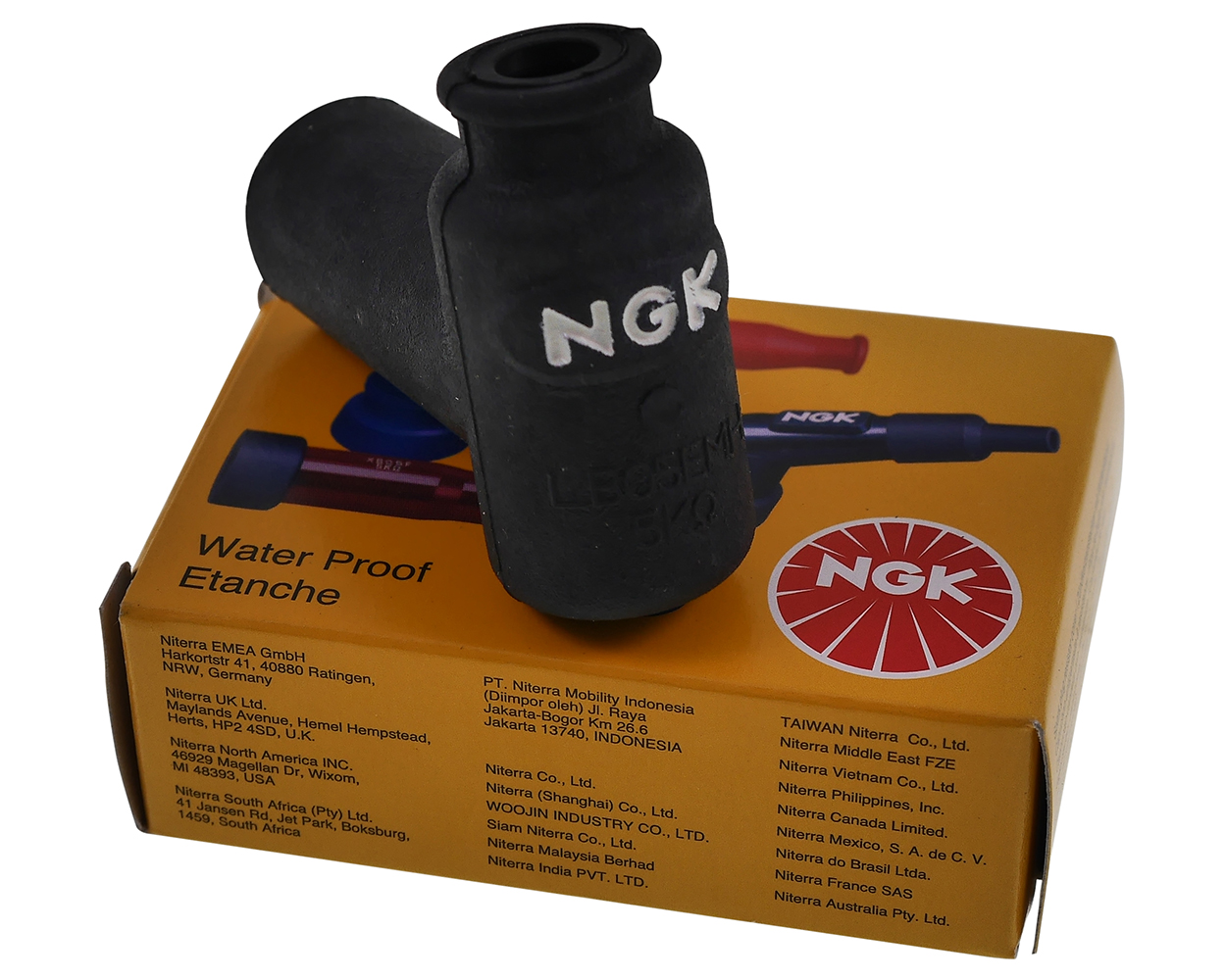 Zündkerzenstecker NGK LB05EMH Gummi schwarz kompatibel für Roller, Motorrad, Moped, Vespa, Lambretta 2-Takt