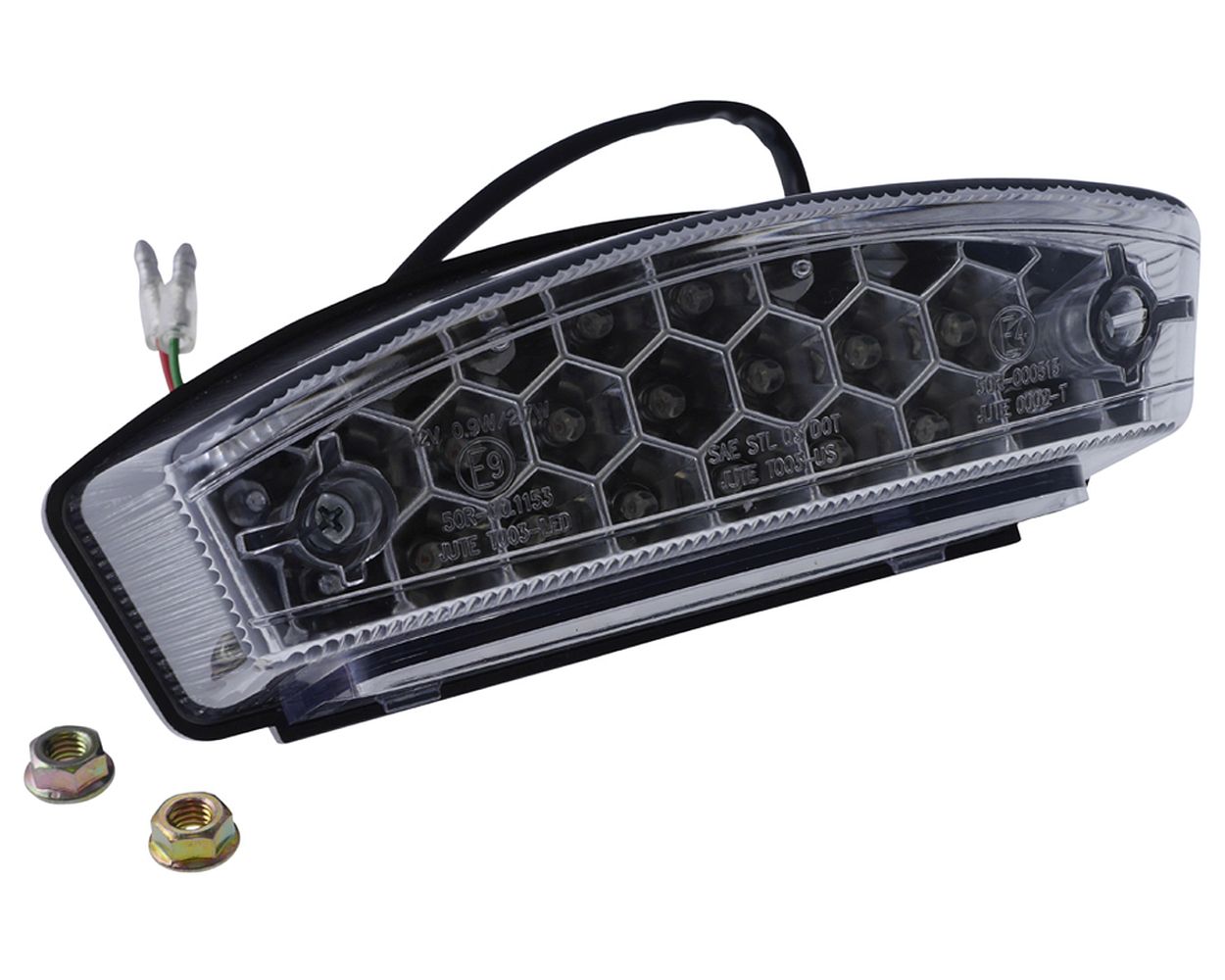 Rücklicht LED Motorrad MONSTER, transparent, 165x65 mm, universal
