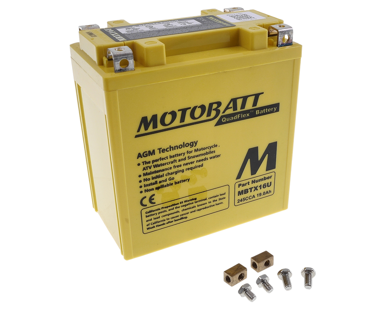 Batterie 12 V 19 Ah MOTOBATT MBTX16U, 4-polig AGM Motorrad