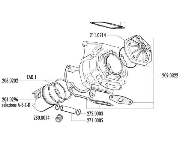 Piston POLINI 154ccm 60mm pour moteur Rotax type 122-123