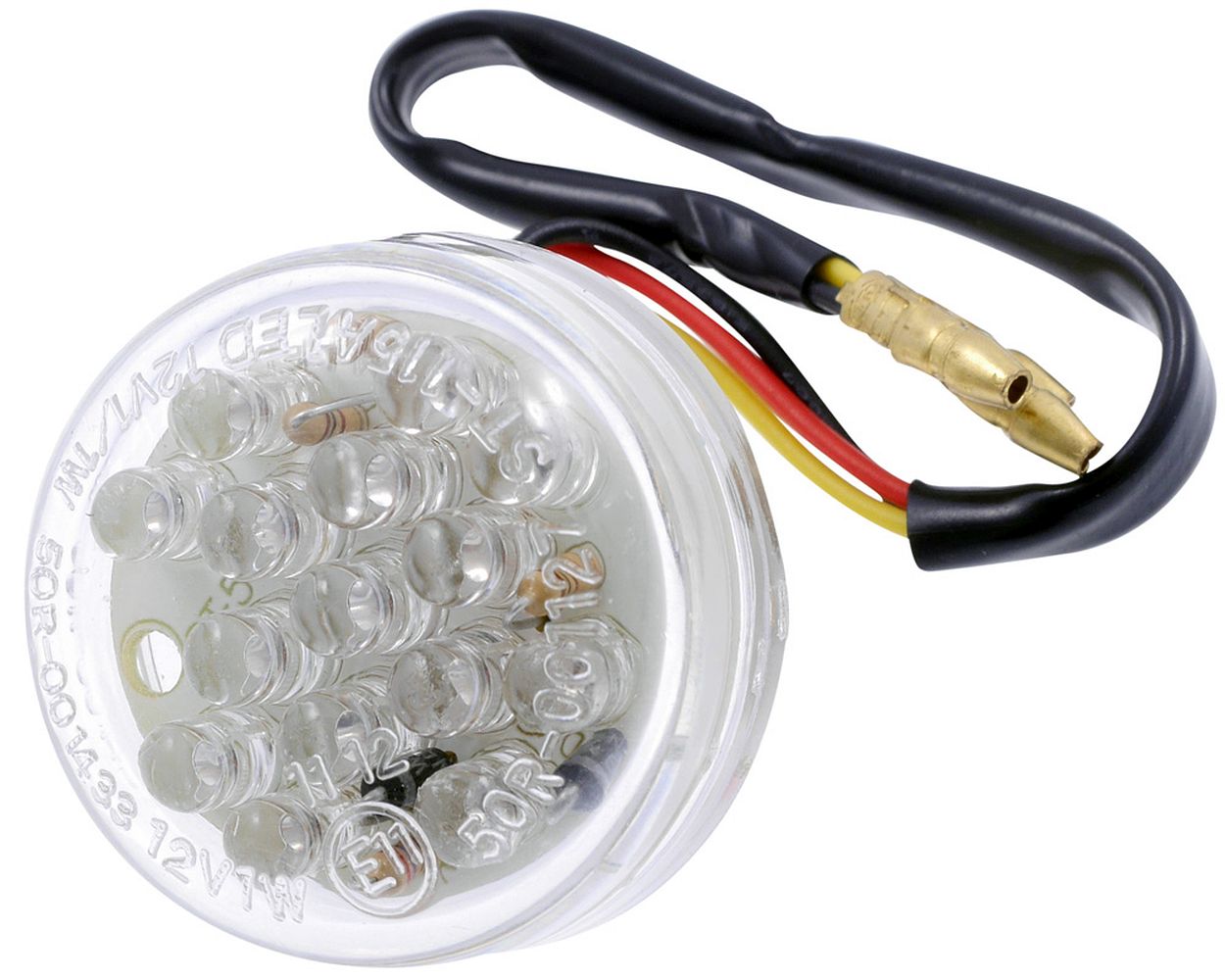 Rücklicht LED Motorrad, DISC, Klarglas, 37x37 mm, Roller, Moped, Quad