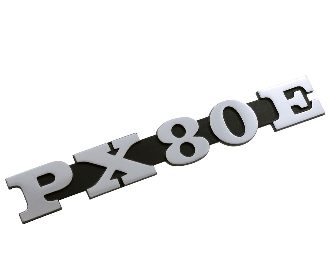 Schriftzug Emblem für Seitenhaube PX80E schwarz/alu, 2 Nieten