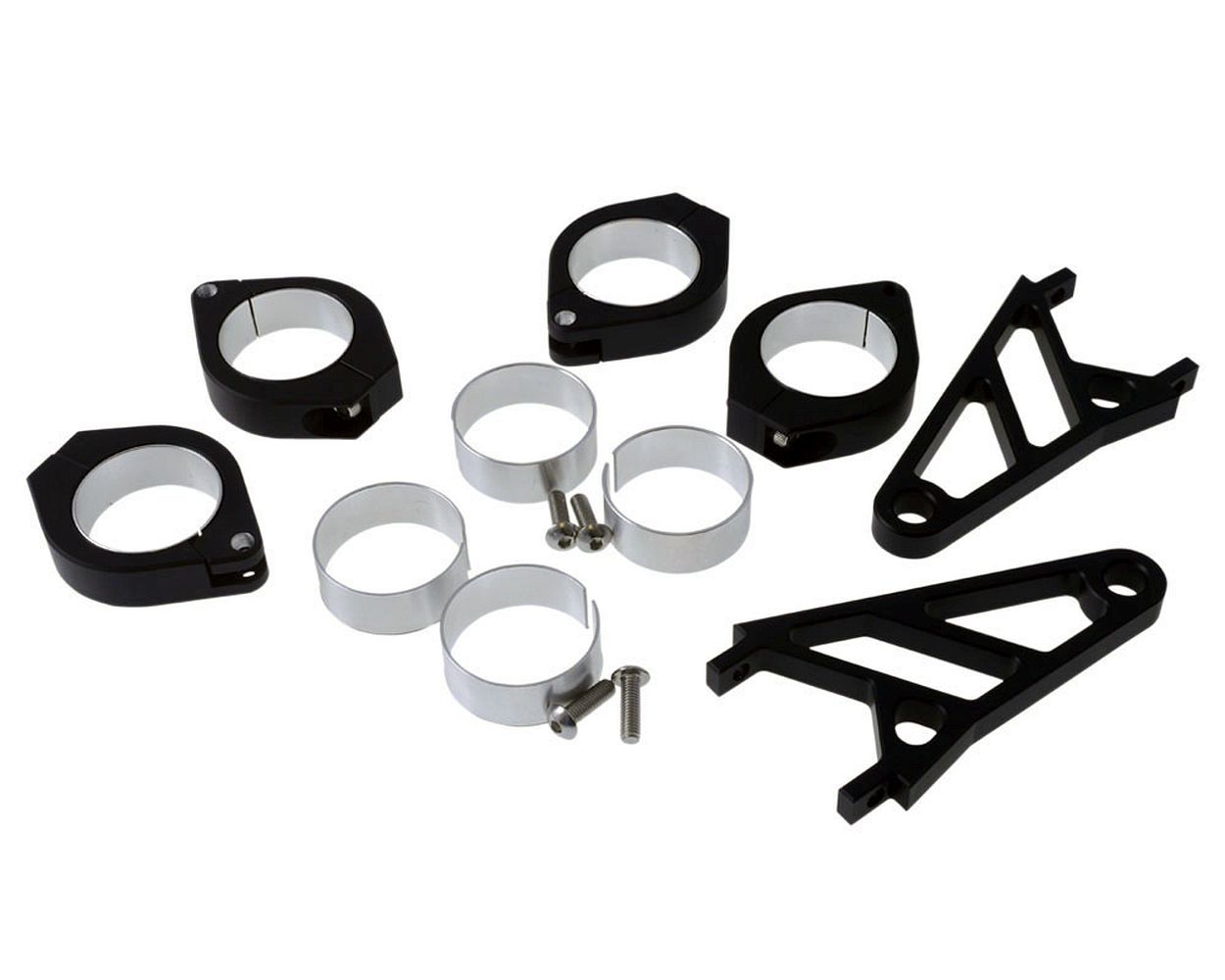 Lampenhalter Motorrad Highsider kurz CNC Alu Set für 35-37 mm Gabel, schwarz