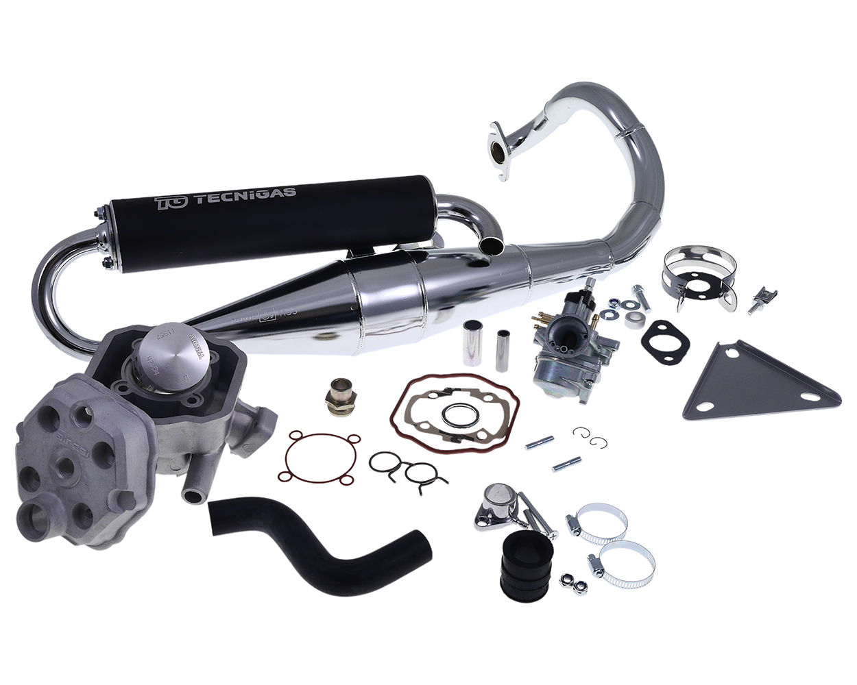 Tuningkit STREETLIGHTS Sport Alltag 70 ccm Sport Zylinder Peugeot stehend LC Vergaser, Auspuffanlage, Set, Satz